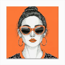 Orange Girl With Sunglasses Canvas Print