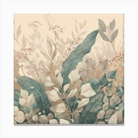 Illustration Of Leaves And Delicate Flowers In S (1) Canvas Print