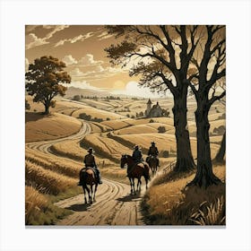 Cowboys On The Road Canvas Print