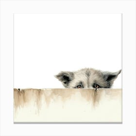 Puppy Peeking Over The Wall Canvas Print