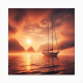 Sailboat At Sunrise 1 Canvas Print