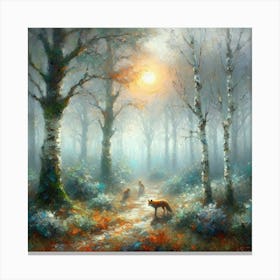 Foxes In The Woods Canvas Print