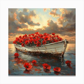 Poppies In The Boat Canvas Print