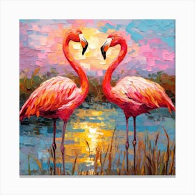 Flamingos At Sunset 1 Canvas Print