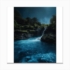 Waterfall At Night Canvas Print