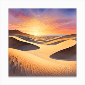 Painting Sunset In Dunes Canvas Print