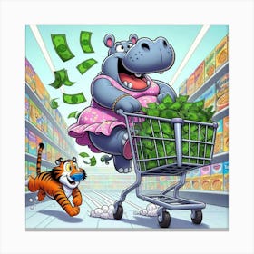 Hippo In The Grocery Store Toile