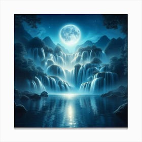 Waterfall At Night 8 Canvas Print