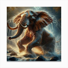 Elephant In The Water 4 Canvas Print
