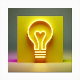 Neon Light Bulb Icon Canvas Print