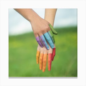 Rainbow Painted Hands Canvas Print