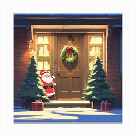 Christmas Decoration On Home Door Golden Ratio Fake Detail Trending Pixiv Fanbox Acrylic Palette (5) Canvas Print