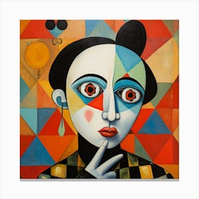 Woman With A Clown Face Canvas Print