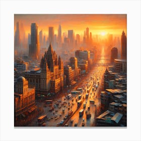 Sunset In The City Canvas Print