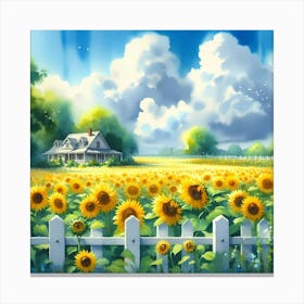 Sunflowers In The Field 3 Canvas Print