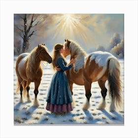 Kissing Horses Canvas Print