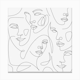 Multiple Face Pattern Black and White Art Canvas Print