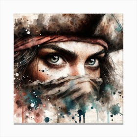 Watercolor Pirate Woman #1 Canvas Print