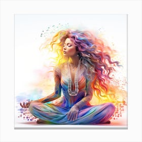 Multicoloured Woman In Meditation Canvas Print