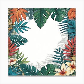 Tropical Leaves Frame 3 Canvas Print