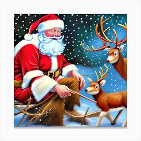 Santa S Reindeer Canvas Print
