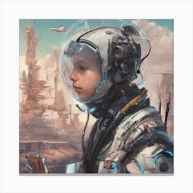 Futuristic Girl In Spacesuit Canvas Print