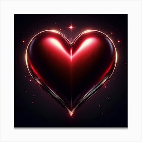 Red Heart On Black Background Canvas Print