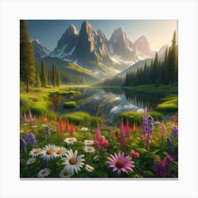 Wildflowers In The Mountains 3 Canvas Print