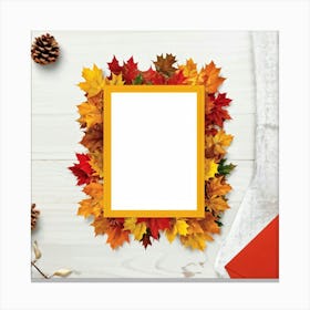 Autumnal Leaf Illustration One Central Maple Foliage Display Flanked By Smaller Elements Of Orange (5) Canvas Print