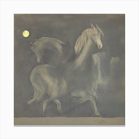 Horses In The Moonlight 1 Canvas Print