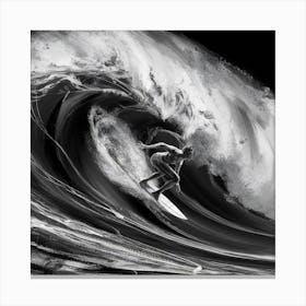 Black And White Surfer 6 Canvas Print