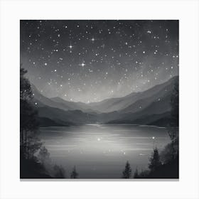 Night Sky Over Lake Canvas Print