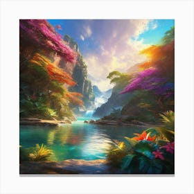 Waterfall In The Jungle 44 Canvas Print