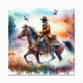 Watercolor Cowboy Painting 1 Canvas Print