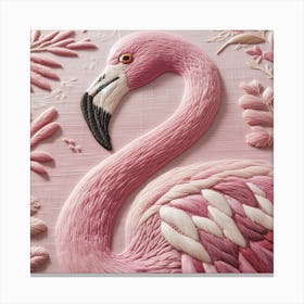 Flamingo Embroidery 1 Canvas Print