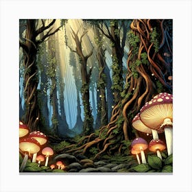 Mystical Mushroom Forest 3 Canvas Print