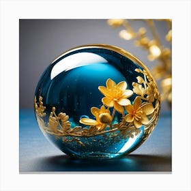 Glass Ball With Flowers Canvas Print