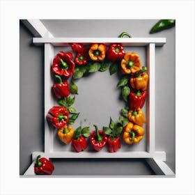 Peppers In A Frame 40 Canvas Print