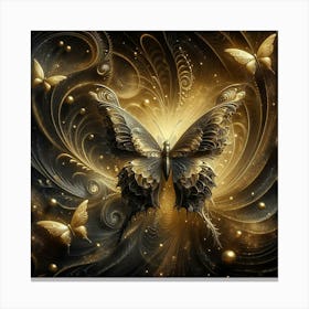 Butterfly In Black And Gold Canvas Print