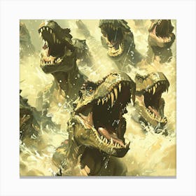 Dinosaurs In The Water T-Rex Canvas Print