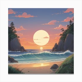 Sunset At The Beach Canvas Print