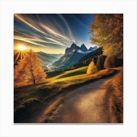 Sunset In The Dolomites Canvas Print