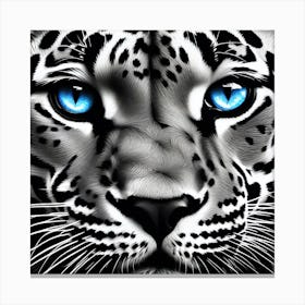 Snow Leopard With Blue Eyes Canvas Print