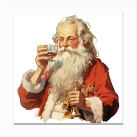 Santa Claus Drinking Whiskey Canvas Print