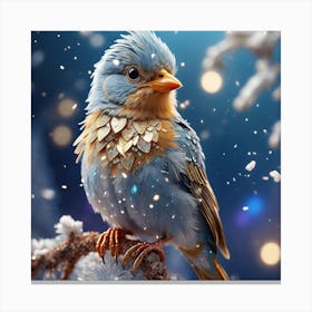 Bird In The Snow Canvas Print