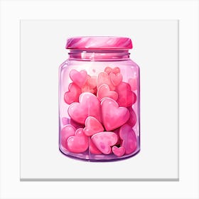 Pink Hearts In A Jar 13 Canvas Print