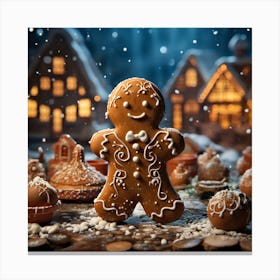 Christmas Gingerbread Man Canvas Print