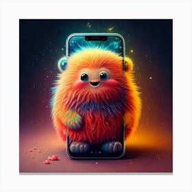 Firefly Creaturemorphic, Smartphone, Fluffy, Soft, Adorable, Innovative, Whimsical, Vibrant, Surreal (8) Canvas Print