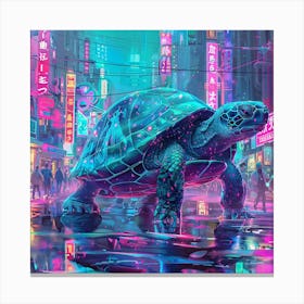 Neon Turtle Canvas Print