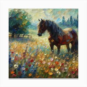 Horse with flower Canvas Print